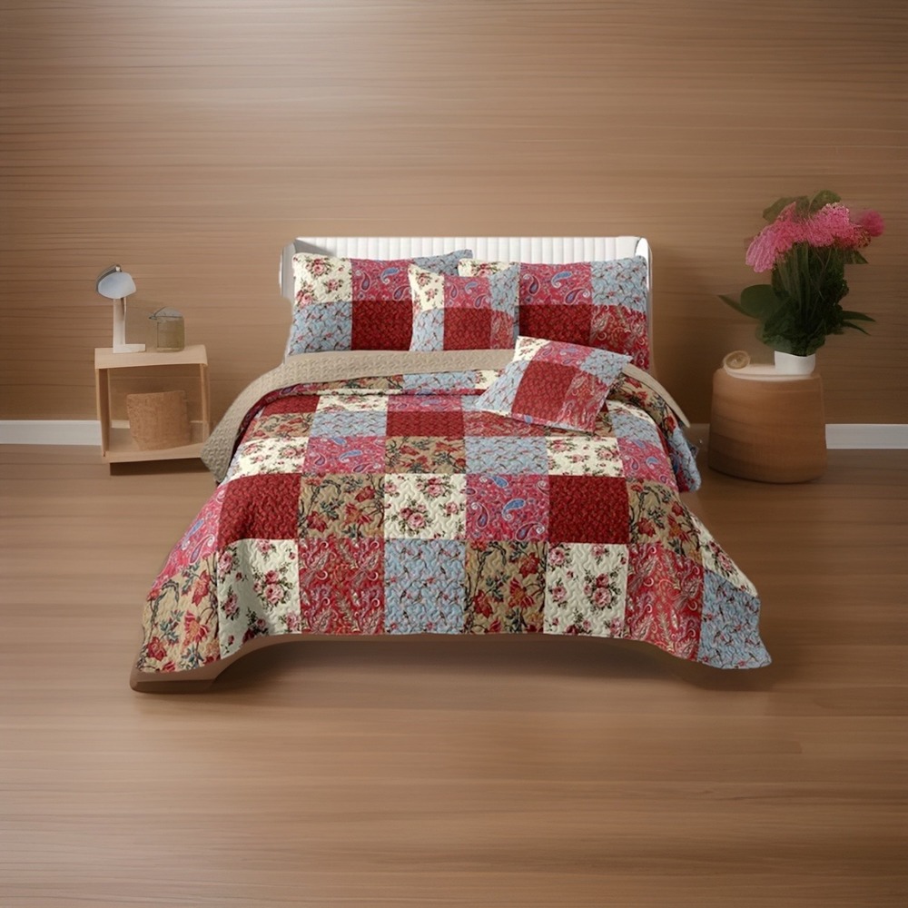 3-Piece Country Floral Paisley Red King Red, Blue, Khaki, Tan, Multi-color - Picture 4 of 5